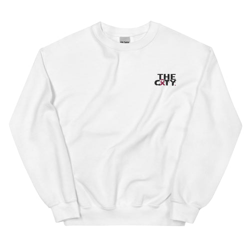 THE C.I.T.Y. Breast Cancer Awareness Embroidery WHT Unisex Sweatshirt