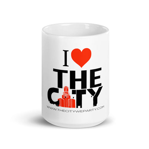 I LOVE THE CITY White glossy mug WS