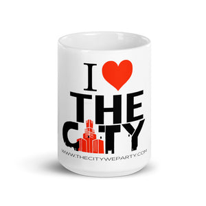 I LOVE THE CITY White glossy mug WS