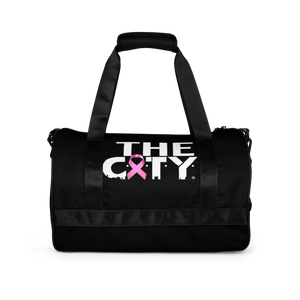 THE C.I.T.Y. Breast Cancer Awareness Embroidery BLK All-over print gym bag