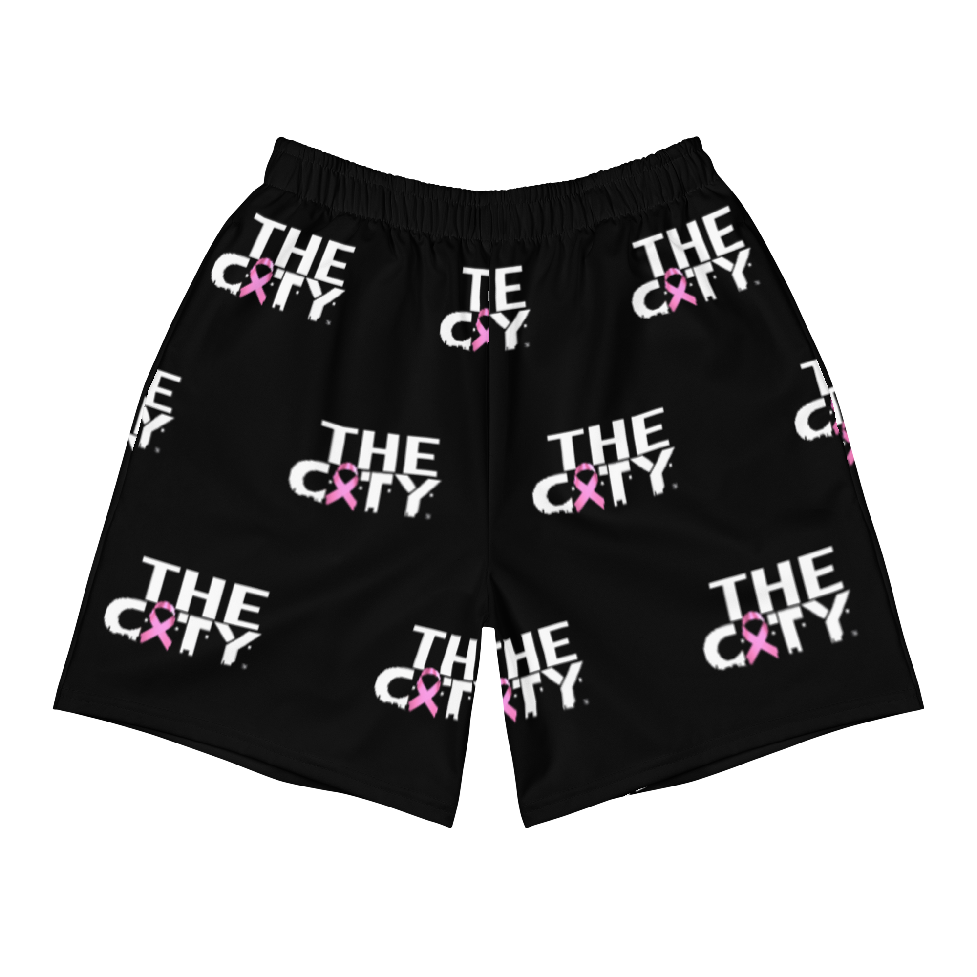 THE C.I.T.Y. Breast Cancer Awareness BLK Men's Athletic Long Shorts