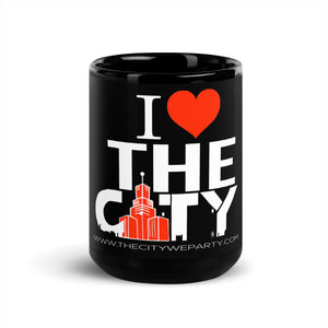I LOVE THE CITY Black Glossy Mug WS