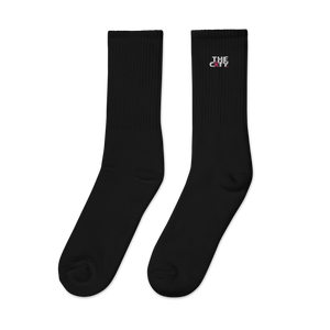 THE CITY Breast Cancer Awareness BLK Embroidered socks