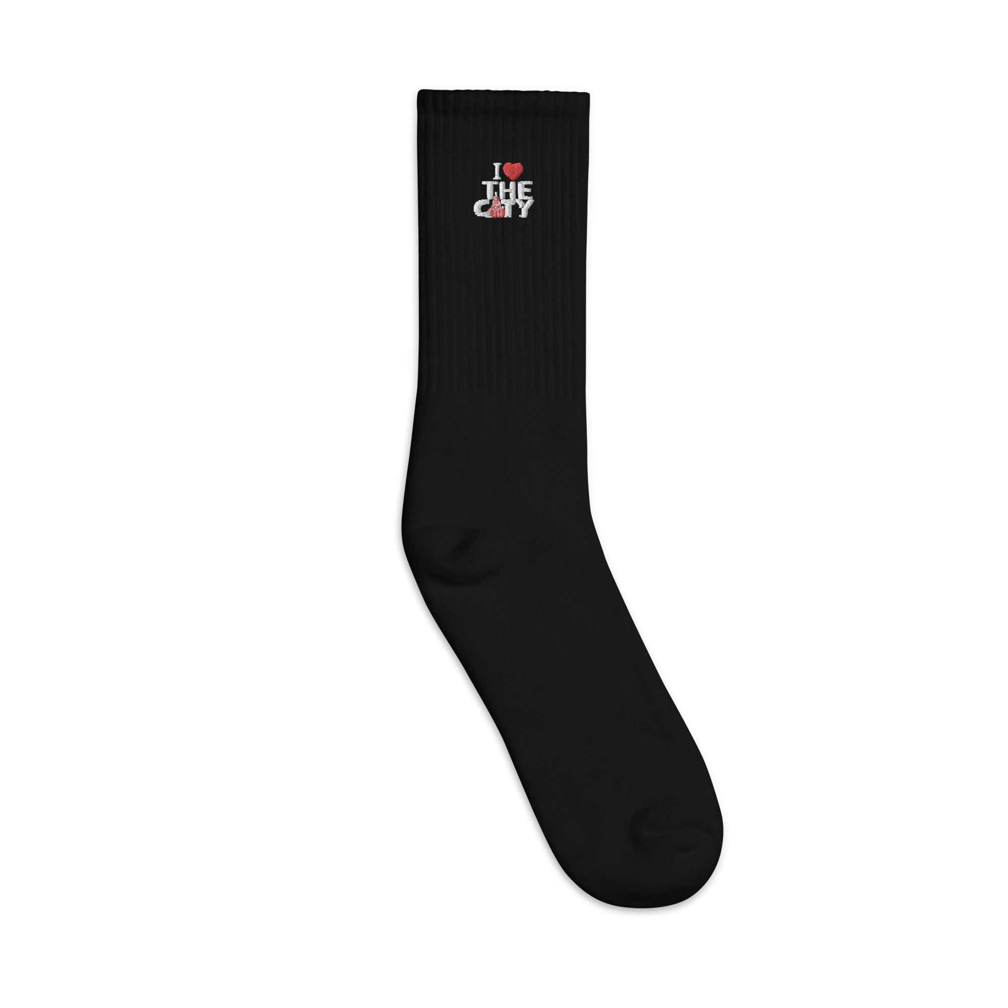 I LOVE THE CITY BLK Embroidered socks