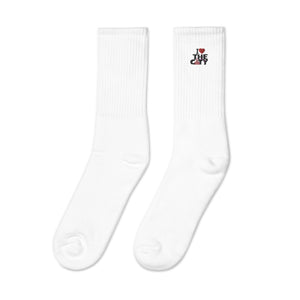 I LOVE THE CITY WHT Embroidered socks