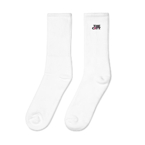 THE CITY Breast Cancer Awareness WHT Embroidered socks